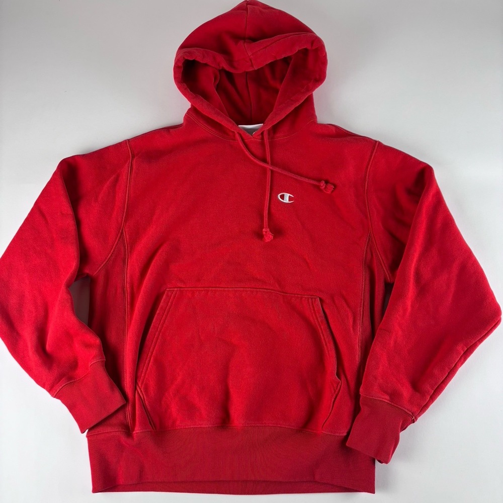 Champion Reverse Weave Hoodie Red Pullover Sweatshirt Mens Medium